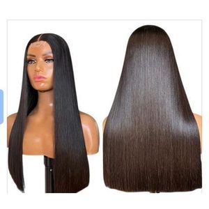 18inches blunt luxury blend straight hair wig with 2 by 6 original closure