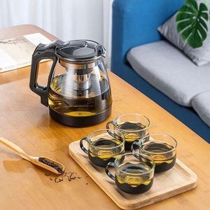 Glass Tea Pot With 4 Cup Set.