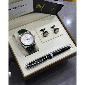 POEDAGAR luxury leather  watch set 