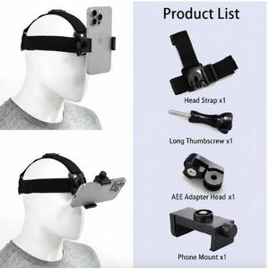 Multi-function Mobile Phone Head Mount Harness Strap Holder, Head Strap for Filming Video, Adjustable Cell Phone Clip Holder Selfie Fixation Bracket Fit 