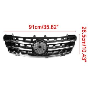 No Grill Grille for Mercedes ML Class W164 05-08 3 Fin Front Hood Black Chrome