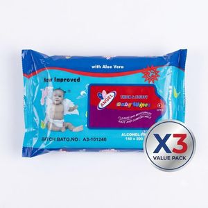 Little Angel  Thick & Fluffy Baby Wipes With Aloe Vera - 63 Wipes (Pack of 3)