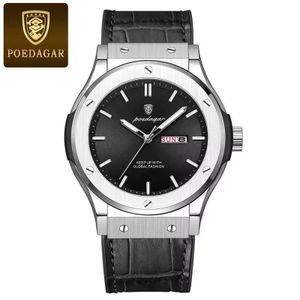 POEDAGAR Aurelian Grand Chronograph Designer Black-Plated Luxury Dress Watch
