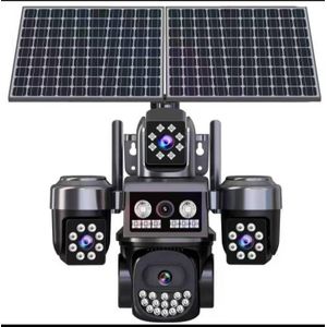 Dome Four Lens 4G Solar CCTV Camera – Wireless Outdoor PTZ Security Camera with Night Vision, Motion Detection, SIM Card & O-KAM App with double solar panel