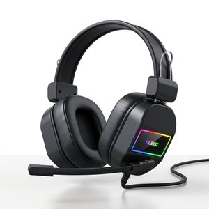 TiLECC Gaming Headset with RGB Lights Wired Over-Ear Headphones with Noise Cancelling Microphone 50mm Drivers Bass Surround Sound for PC PS5 Xbox Laptop - Black