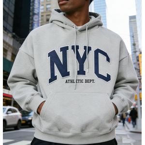 TOUPHY Men's Hoodies Drawstring Long Sleeve Sweatshirt with Pocket Pullover-Grey