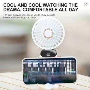 18HRS LONG-LASTING RECHARGEABLE HANDHELD FAN WITH BASE STAND, Mini Portable USB Hand Fan - USB Fan Portable High Speed, Mini USB Desktop & Handheld Fan, Portable Fan with Smart LED Digital Display 5-speed Adjustable USB Rechargeable Mini Handheld Fan