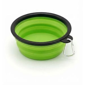 Collapsible Pet Bowl with Carabiner Clip: Portable Travel Pet Bowl for Dogs & Cats. Eco-Friendly TPE Expandable Food & Water Dish for Outdoor Hiking. Walking & Camping. Green. 650ml