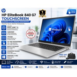 Hp EliteBook 840 G7 TOUCHSCREEN 10TH GEN Core I5-16GB RAM/1TB SSD/Backlit Keyboard-WIN 11 Pro+ BAG