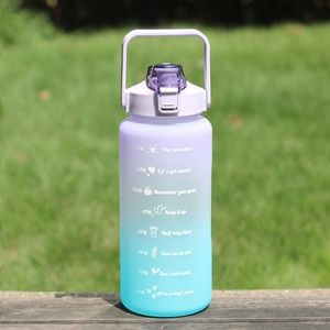 Generic 2 Liter Water Bottle With Straw Kawaii Cute Drinking Sports Bottles  With Time Marker For Girls Water Jug Drinkware Outdoor Cup(#China)