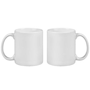 11 oz White Coffee Tea Ceramic Mug - Set of 2