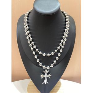 Double-layer Ball Chain Chrome Hearts-inspired Fleury Cross Pendant Necklace -  UNISEX 