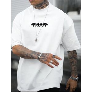 Men's 100% Cotton clothing T-Shirt Polo Shirt With Cute Print Casual Round Neck Short Sleeve Tee, Digital Print Design Top, Soft & Comfortable For Casual Attire, Everyday Tee shirt - White 