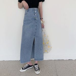 High Waist Long Denim Skirt Women Casual Jeans Pencil Bodycon Maxi Skirts  Jupe Longue Femme Spodnica