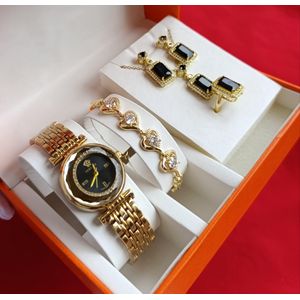 Lookworld Extremely Beautiful & First Class Non Fading Ladies Complete Gold Wristwatch Set 