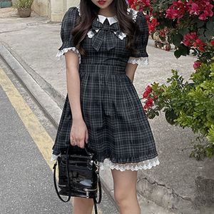 Japanese Women Girl Harajuku Preppy Style High Waist Lolita Slim Dress