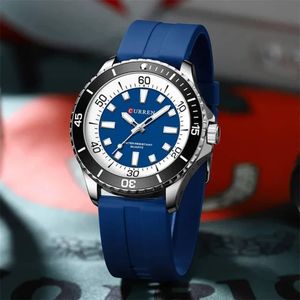 Curren Original Quality & Highly MechanicalChronograph Blue Rubber Wristwatch