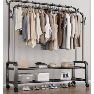 35KG HEAVY DUTY FLOOR FOLDABLE INDOOR DOUBLE POLE CLOTHE HANGER/RACK