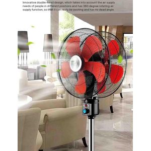 360-degree Rotating Double-Head Electric Fan Double-Sided Floor Fan Commercial High-Power Business Fan,with Remote Control (Black)