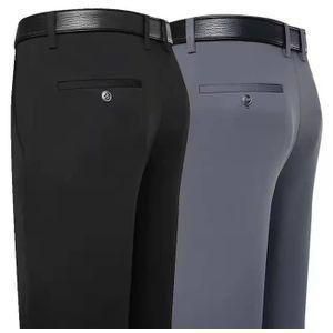 Quality Cotton Straight SUIT Trousers-Black And Grey