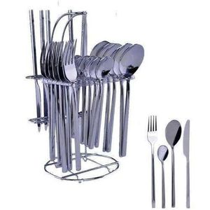 Set Of 24pcs Silver Cutlery Spoon Fork And Knife