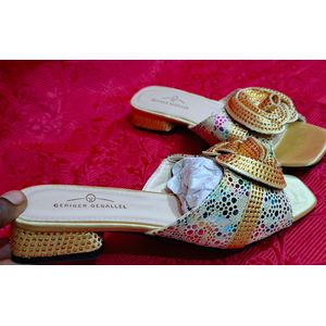 Golden Ladies Low Heel Slippers 