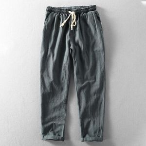 Casual Elastic High Waist Cotton Linen Pants Women Oversize