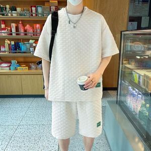 2pcs men's short-sleeved suit, sports casual loose suit, men's Cotton T-Shirts
