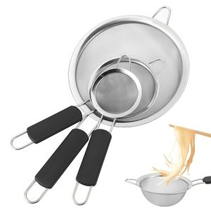 Set of 3 Sieve Mesh, Sieves and Strainers Set, Metal Sieve Stainless Steel, Fine Mesh Strainer, Sturdy Handles, Sive Cooking, Flour for Baking Rust Free Seive, Dishwasher Safe