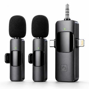 KIROTECH 3-in-1 Wireless Lavalier Microphone with Type-C for iPhone, Android, and iPad (2 Microphones)