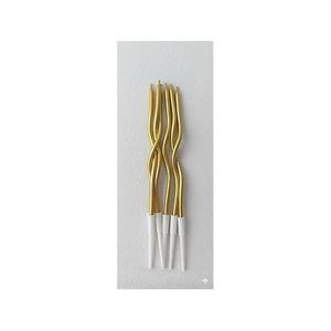 6 Piece Happy Birthday Cake Spiral Decorating Candle Set gold 