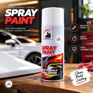 Quick drying white aerosol spray paint for DIY projects, white spray paint for furniture metal gates and home decoration, multipurpose white spray paint for wood plastic and metal surfaces