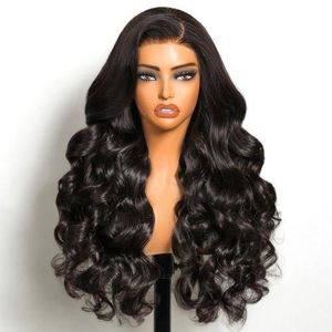 Pre Cut Lace Glueless  Wig Pre Plucked Long Black Body Wave Wig with Frontal