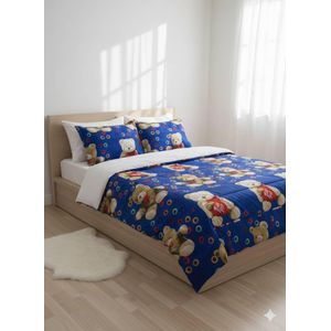 4by6 Cartoon Characters Bedsheet With 2 Pillowcase 