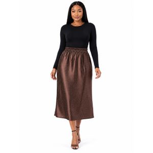 Women’s Elegant Rhinestone Embellished Three-Quarter Midi Skirt – High Waist Casual & Party Skirt