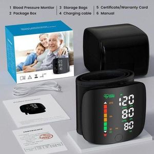 Dual-User Digital Wrist Blood Pressure & Heart Rate Monitor  Rechargeable Sphygmomanometer Heart Rate Pulse Meter Health Care