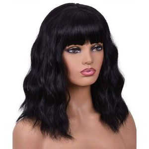 Medium Length Corn Curly Hair With Air Bangs