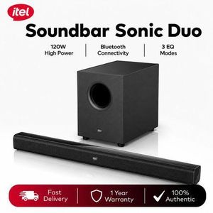 itel SoundBar with Subwoofer Sonic Duo Bluetooth Speaker, 120W Strong Bass, HDMI ARC, Home Theater System