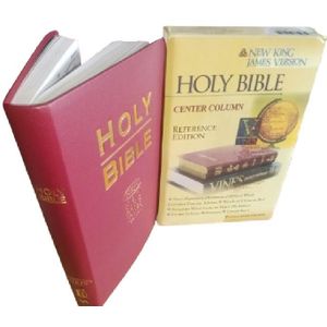 Holy Bible,New King James Version (NKJV),Center Column Reference Edition,Wine-Leathersoft,Red Letter,Comfort Print- By Thomas Nelson