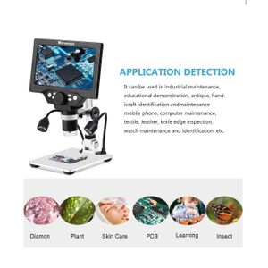 LCD Digital Microscope - 7 inches HD Screen 1080P x 1200 Magnification Camera, Video Recorder, Handheld Microscope, with Metal Stand,8 LED Lights for Soldering, PCB Circuit Board Repair, Biology Microscope, Coins Collector.