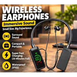 Neckband headphones, magnetic wireless headphones, neckband sports headphones, with battery level indicator