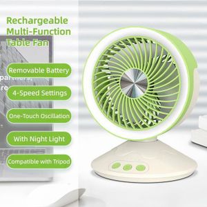 Kami Rechargeable Multi-Functional Table FAN .Powerful Cooling.Multi-Angle Adjustment.With Night Light,3000mAh.Up to 6h of Runtime