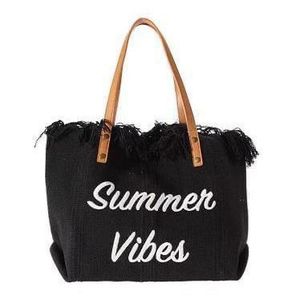 Summer Vibes Black Capacity Tote Bag