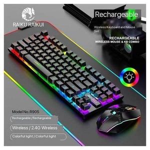 R905 wireless charging keyboard and mouse set 87-key LED light-emitting gaming mouse and keyboard cross-border