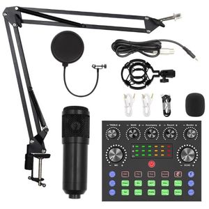 Live Sound Card Podcast Equipment Live Broadcast DJ Device  V8s Sound Card + BM800 Mic Set For Music/Recording Live Streaming For DJ Disco Device