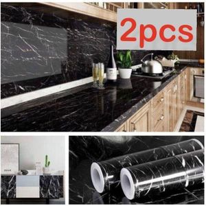 Marble Wall Paper Home Room Decoration Black 2PCS