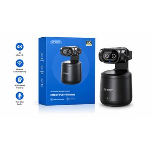 EMEET PIXY Wireless 4K Camera, AI-Powered Tracking, Wireless Live Streaming, Two-Way Audio, Black