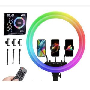 Rgb 18 INCHES RINGLIGHT +3 PHONE HOLDER +TRIPOD STAND