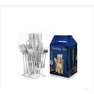 Silver Plated Stainless Steel Cutlery Sets With Rack