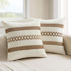 Pillow Covers, 18x18In Boho Decorative Cotton Cushion Covers 2PCS